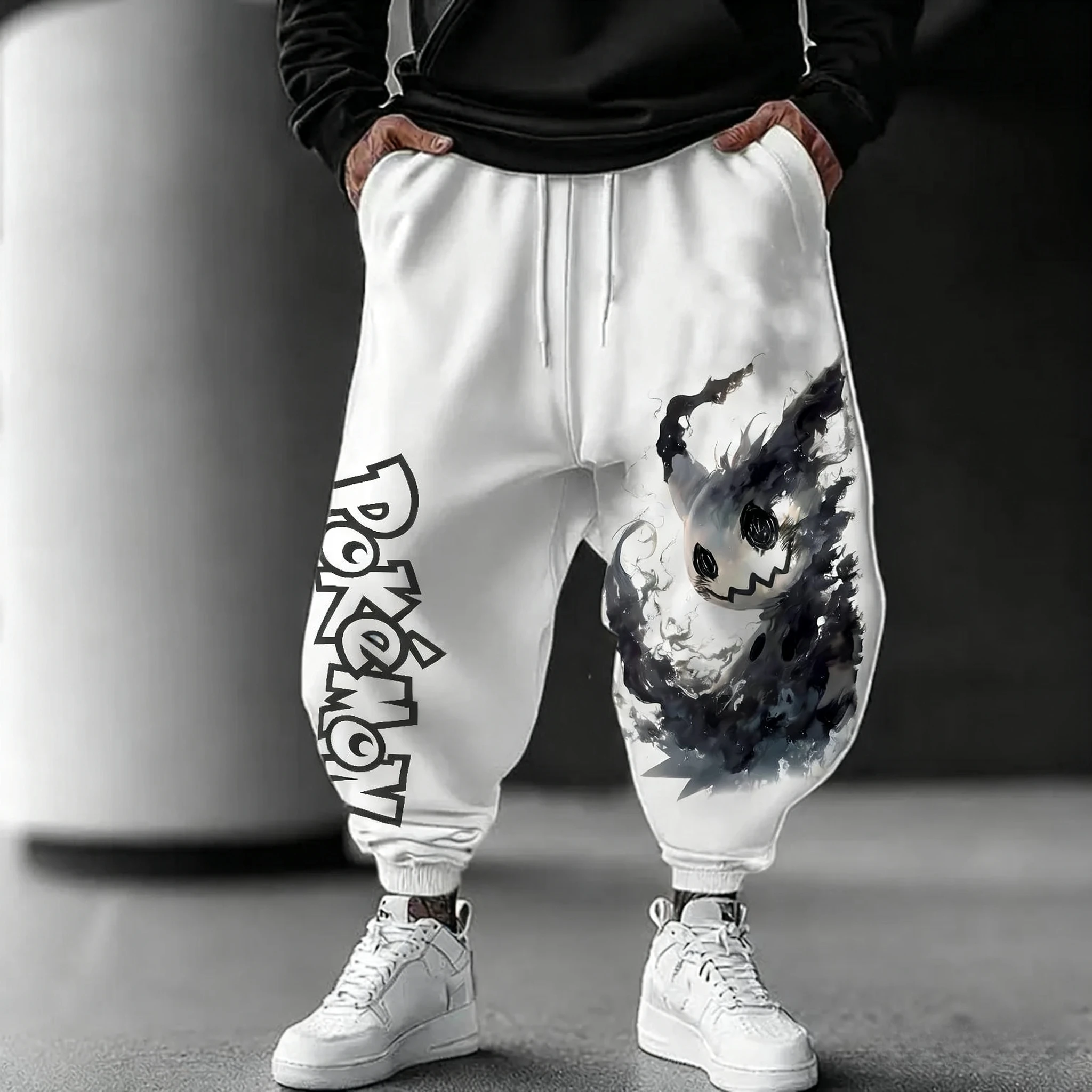 Pokémon Anime Mimikyu Stampato Pantaloni Della Tuta Bianchi 2025 Autunno/Inverno da Uomo Nuovo Giapponese Harajuku Allentato Casual Cotone Tappato Pantaloni