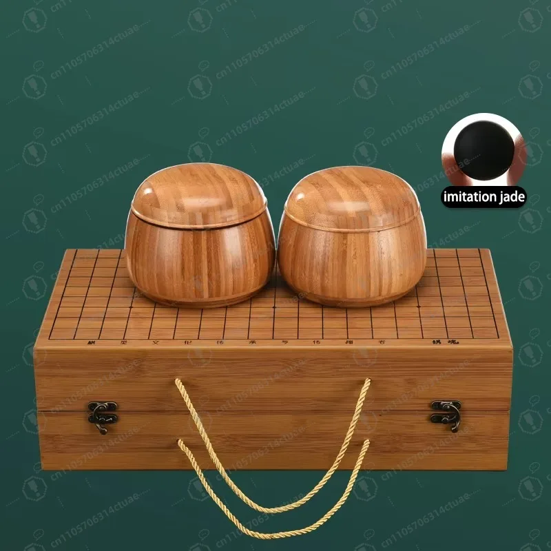 19 x 19 Zoll großes Go-Set aus natürlichem Bambus und Holz – 361 Bakelit-Steine mit Schüssel, klassisches strategisches Brettspiel Image
