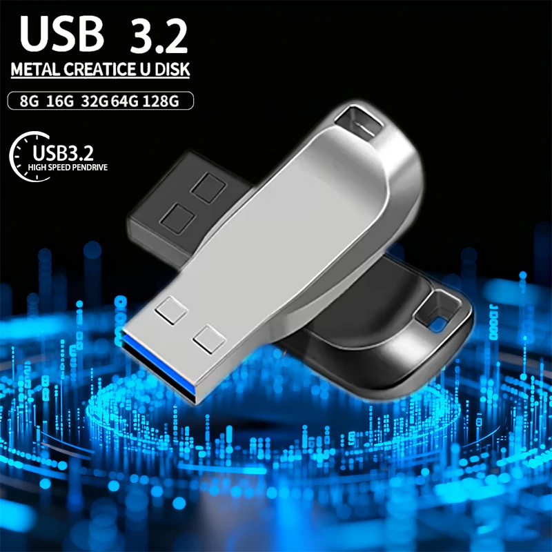 3.2 Ultra-Hochgeschwindigkeits-USB-Stick 128 GB USB 3.2 Hochgeschwindigkeits-USB-Stick 64 GB 32 GB 16 GB 8 GB Metallstift USB-Stick 3.2 Image