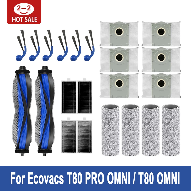 Für ECOVACS T80 Pro Omni / T80 Omni Roboter Staubsauger Teile Wichtigsten Roller Mopp Tuch Seite Pinsel Staubbeutel HEPA-Filter Zubehör Image