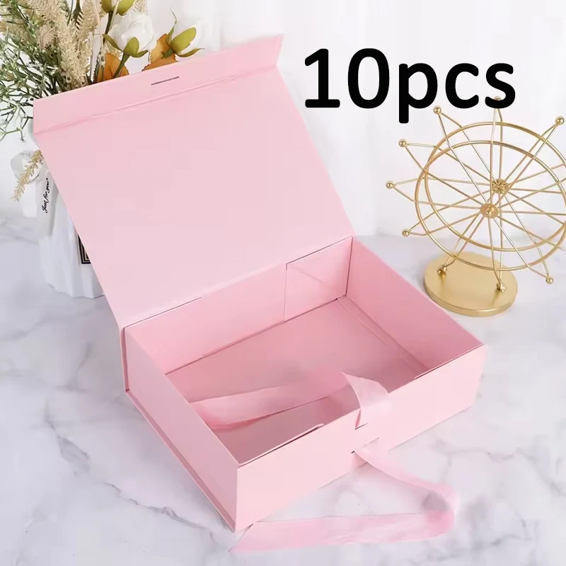 Scatole regalo da 10 pezzi Scatole regalo Scatole regalo rosa bianche nere con nastro e chiusura magnetica per confezionare regali