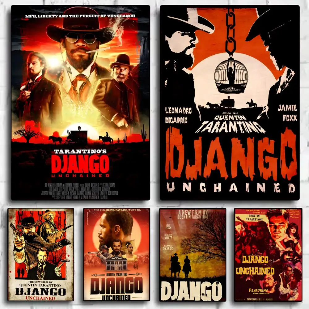 Klassischer Film D_Django U_Unchained Poster, dekorative Wandkunst, Aufkleber, Wandbild, Fotodruck für Zuhause, Wohnzimmer, Flur, Dekoration Image