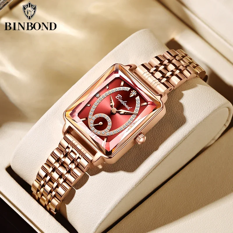 BINBOND frauen Uhren Hohe Qualität Elegante Schmuck Design Wasserdichte Quarzuhr Luxus Rose Gold frauen Uhr Reloj Mujer