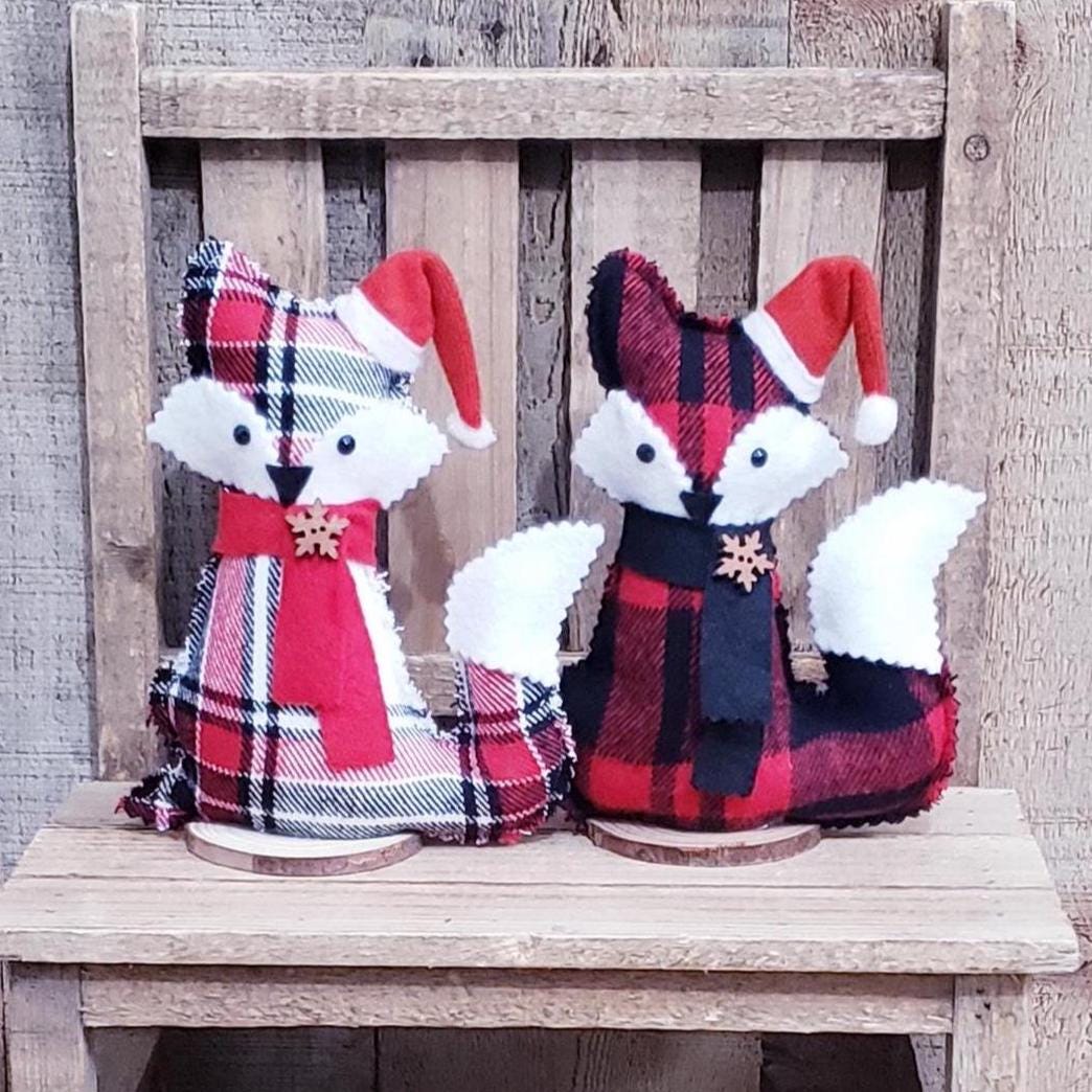 Volpe di stoffa, volpe natalizia, decorazione a forma di volpe, animale del bosco, volpe natalizia, decorazione natalizia, decorazione natalizia per i