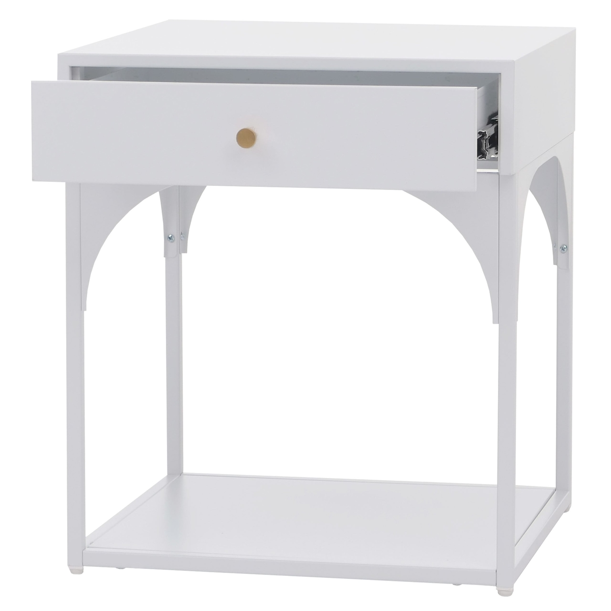 Mendler Nachttisch HWC-O88, Kommode Beistelltisch Nachtschrank Nachtkasten, Schublade Metall 50x43x41cm ~ weiß Image