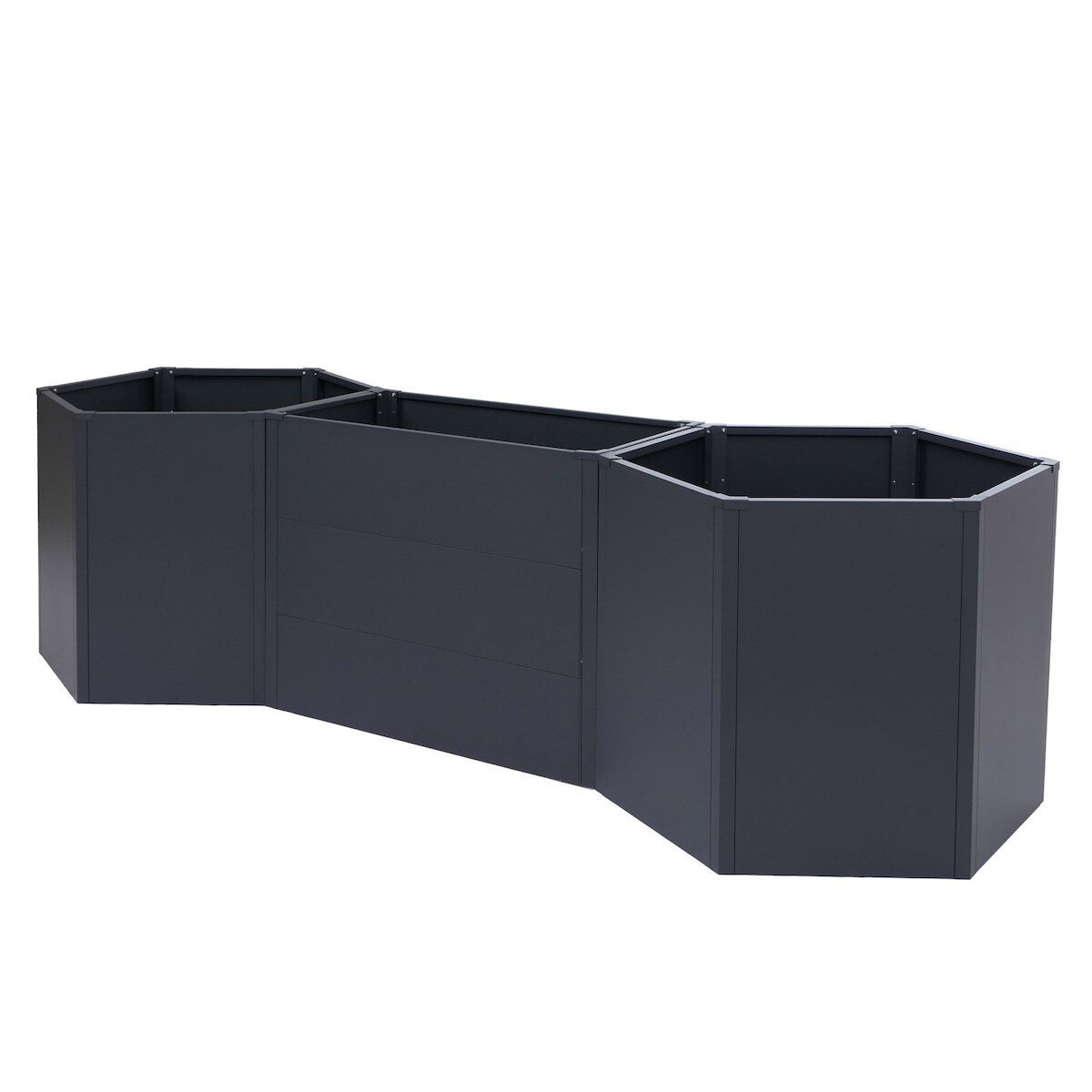 Mendler 3er-Set Hochbeet HWC-P64, Metallhochbeet Gemüse-/Pflanzbeet Blumenkasten Pflanzkübel Stahl 77x286x88cm ~ anthrazit Image