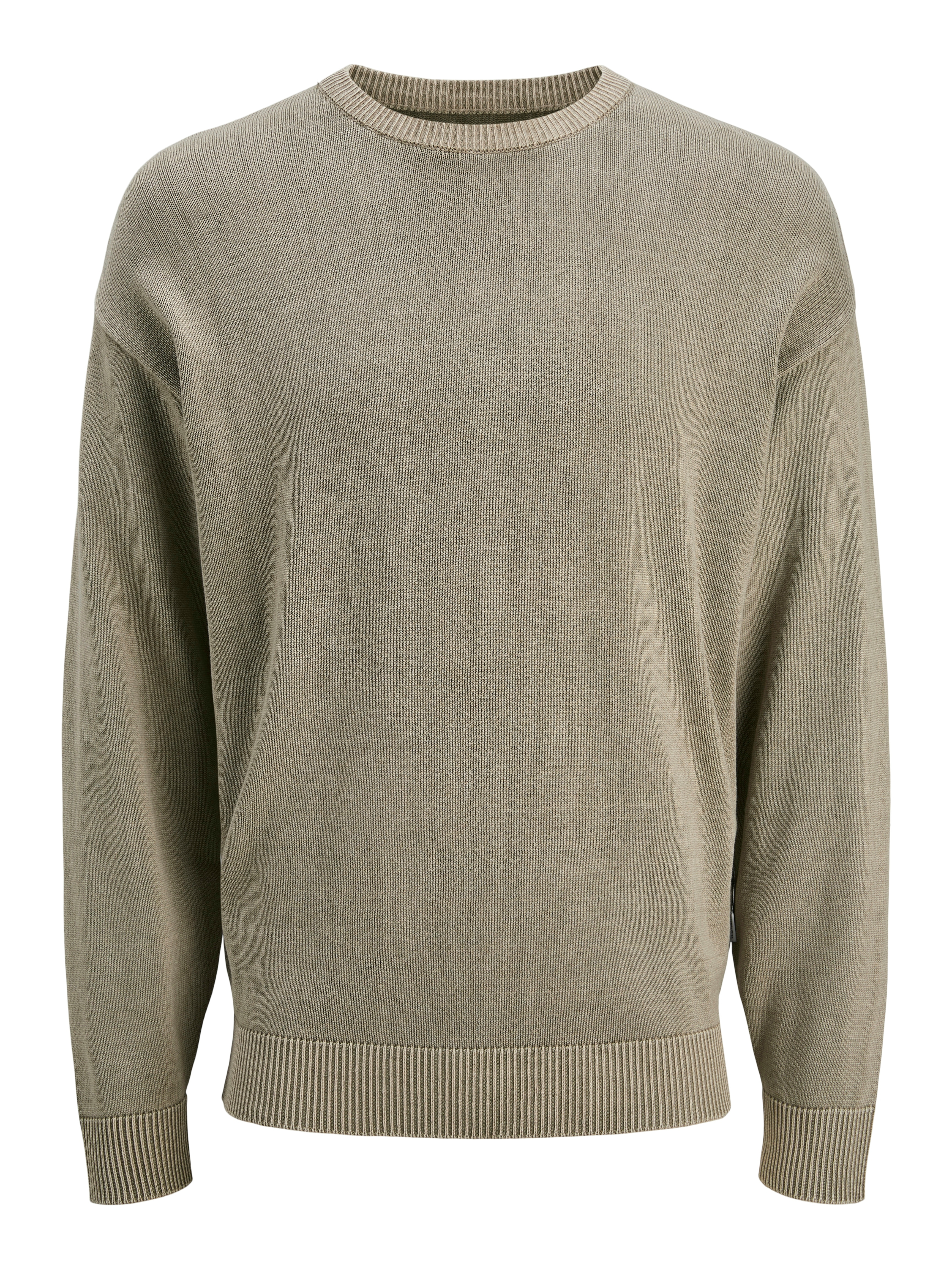 Rundhalspullover JACK & JONES "JJECHARGE FADED KNIT CREW NECK NOOS", Damen, Gr. XS, silber sage, Strick, Obermaterial: 100% Baumwolle, unifarben, relaxed fit hüftbedeckend, Rundhals, Rippbündchen, Pullover Rundhalspullover