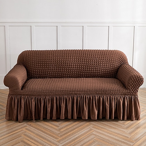 Sofabezug aus Tüll mit Rockteil, komplett elastisch, staubdicht, rutschfest, Sofaschutz, Kissenbezug, dehnbare Sofadecke für Wohnzimmermöbel