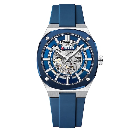 Curren 8485 – brandneue automatische mechanische Herrenuhr mit Leuchtmasse, wasserdichtem Silikonarmband und elegantem Business-Stil. Image