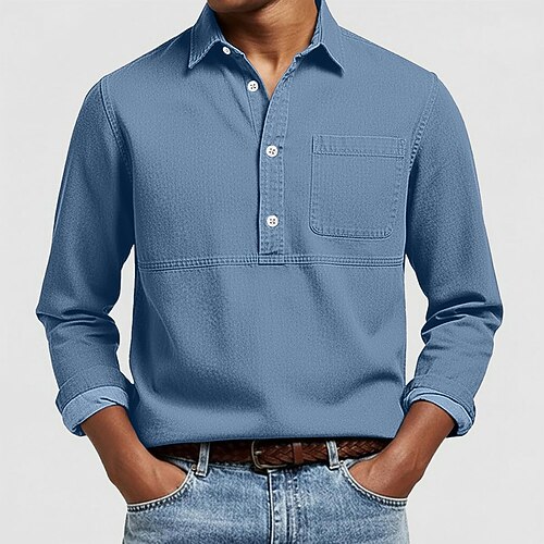 Herren Popover-Hemd Oxford Hemd Rosa Marineblau Dunkelblau Grau Leicht Blau Langarm Gestreift Umlegekragen Schule Hochzeit Tasche Bekleidung Neutral Mode Täglich Lässig Image
