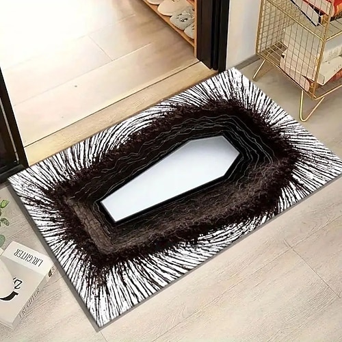 3D-Optische Illusion Fußmatte Visuelle Falle Fußmatte Rutschfest Wasserabsorbierend für Badezimmer Dusche Eingangsbereich Innen Außen Diatomaceous Earth Schnell trocknend Absorbierend 20 x 31 Zoll Image