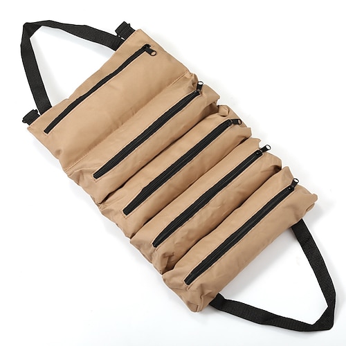 Robuste, aufrollbare Werkzeugtasche aus Oxford-Gewebe – multifunktional für Elektriker/Mechaniker, verstellbarer Gurt, für den Innen- und Außenbereich geeignet Image