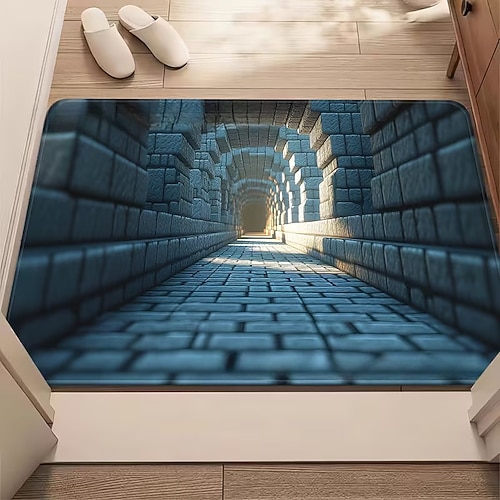 3D-Optische Illusion Fußmatte Visuelle Falle Fußmatte Rutschfest Wasserabsorbierend für Badezimmer Dusche Eingangsbereich Innen Außen Diatomaceous Earth Schnell trocknend Absorbierend 20 x 31 Zoll Image