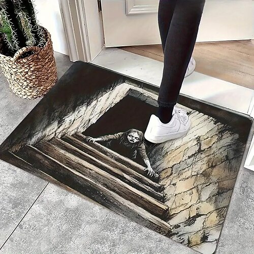 3D-Optische Illusion Fußmatte Visuelle Falle Fußmatte Rutschfest Wasserabsorbierend für Badezimmer Dusche Eingangsbereich Innen Außen Diatomaceous Earth Schnell trocknend Absorbierend 20 x 31 Zoll Image