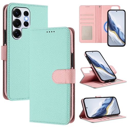 Handy Hülle Handyhüllen Für Samsung Galaxy S26 Ultra Plus S25 Ultra Plus S24 Ultra Plus S23 Ultra Plus S24 FE S22 Plus Ultra S23 FE Brieftaschenhülle Mit Ständer Unterstützt kabelloses Laden Mit Image