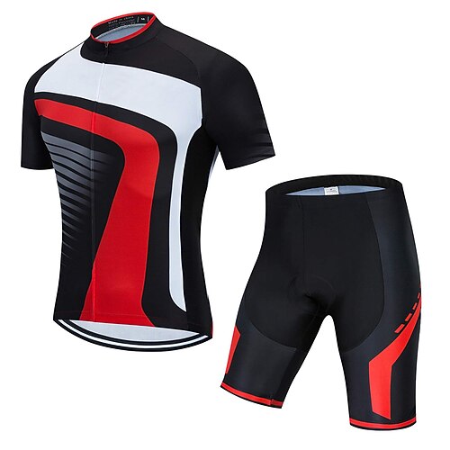 21Grams Herren Radtrikot mit Radhose fahrradbekleidung set Kurzarm MTB Mountain Rennrad Grün Blau Gelb Streifen Fahhrad Sportkleidung 3D-Pad Atmungsaktiv Rasche Trocknung Feuchtigkeitsabsorbierend Image