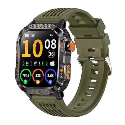 HT36 Herren-Smartwatch mit integriertem GPS, Kompass, Höhenmesser, 5 ATM wasserdicht, Herzfrequenzmessung, kabelloser Anruffunktion, AMOLED-HD-Display und sportlichem Design Image