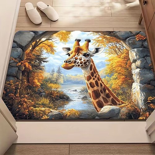 3D-Optische Illusion Fußmatte Visuelle Falle Fußmatte Rutschfest Wasserabsorbierend für Badezimmer Dusche Eingangsbereich Innen Außen Diatomaceous Earth Schnell trocknend Absorbierend 20 x 31 Zoll Image