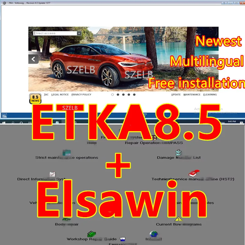 ETKA8.5+ELSA6.0 neueste Wartungssoftware Zmoli Dio Nova für V/W+AU/DI Katalog für elektronische Teile, kostenlose Installation+Mehrsprachig Image