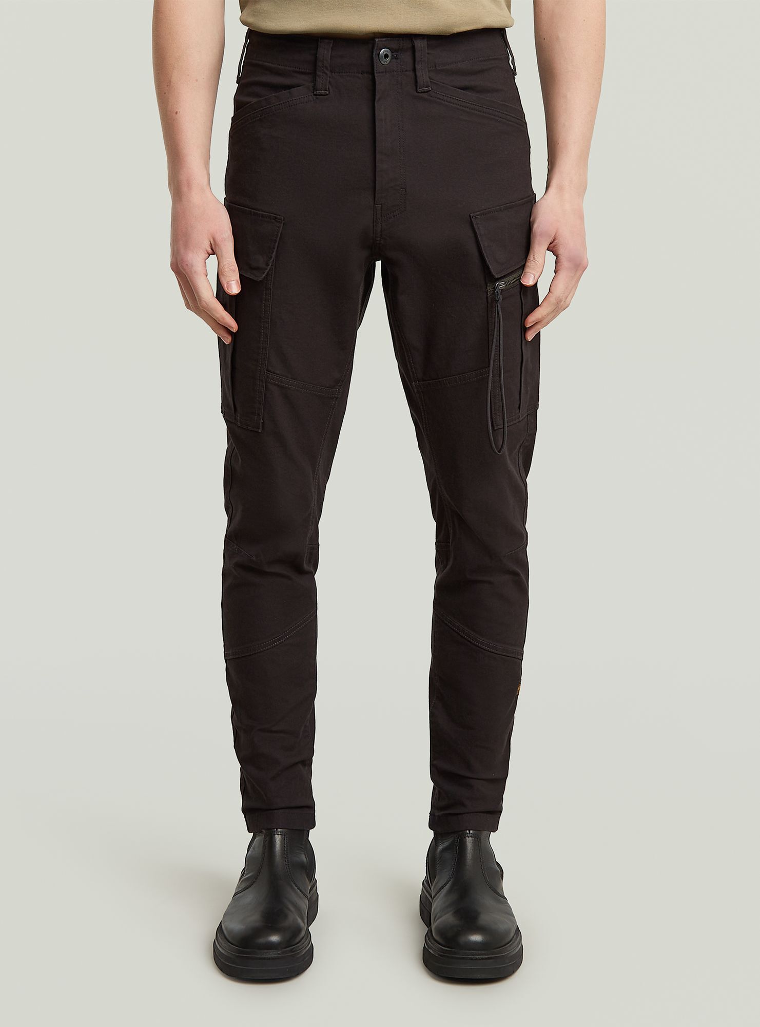 Cargohose G-STAR "Zip Pocket 3D Skinny Cargohose 2.0", Herren, Gr. 38, Länge 34, dk schwarz, Obermaterial: 50% Baumwolle, 48% Baumwolle, 2% Elasthan, Hosen Cargohose