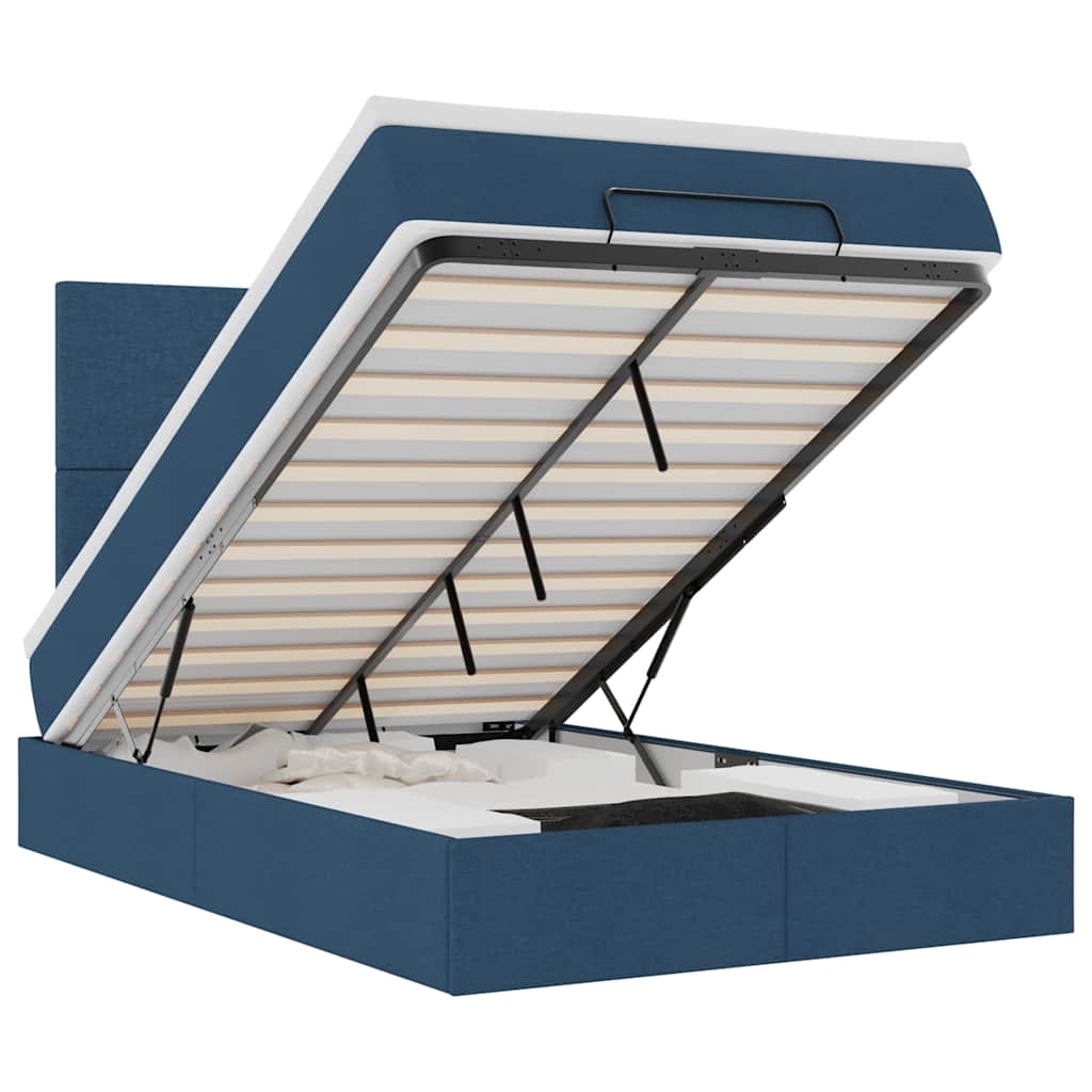 vidaXL Ottoman-Bett mit Matratze & LEDs Blau 120x190 cm Stoff Image