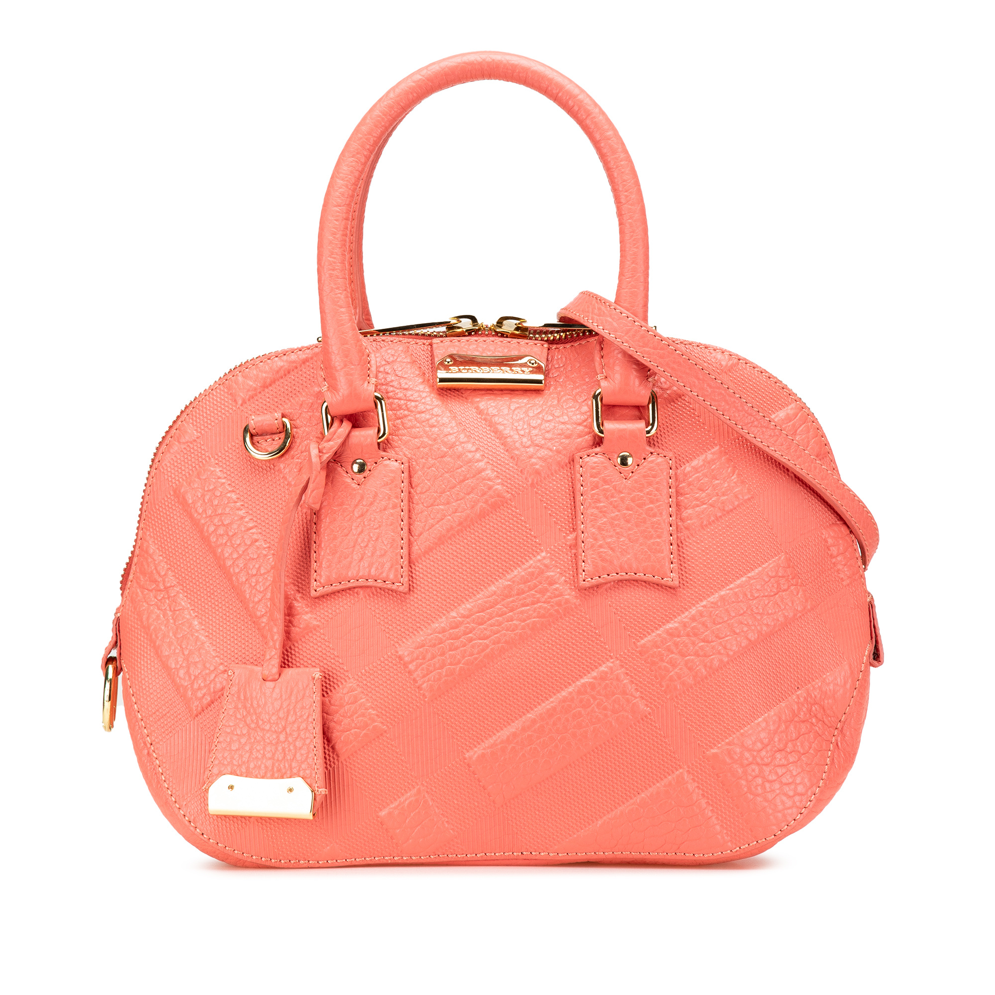 Burberry Pre-owned Womens Embossed Leather Satchel Handbag - Coral - One Size | Burberry Pre-owned Sale | Discount Designer Brands