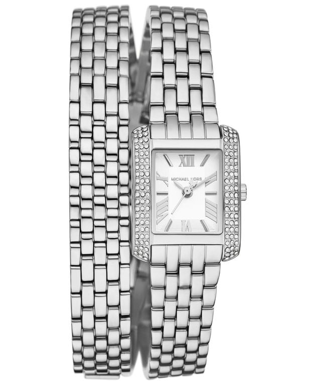 Petite Emery Pavé-Tone Double Wrap Watch - White - Michael Kors Watches