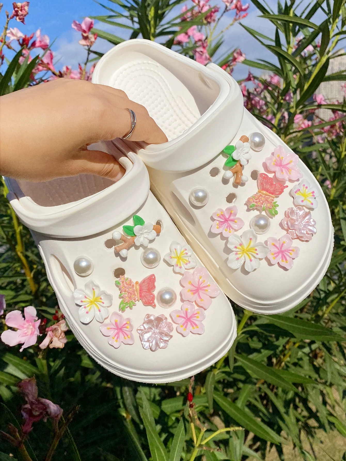 22. rosa Schmetterling, große rosa Blume, kleine rosa Blume, große weiße Blume und kleine weiße Blume, Schuhschnalle, DIY-Dekorationen,