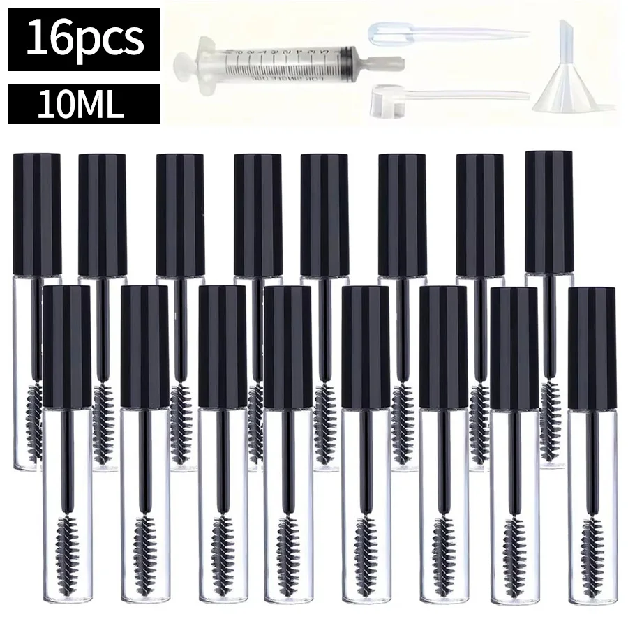 16 stücke 10 ml Schwarz Leere Mascara Rohr Mit Wimpern Flaschen Kosmetische Behälter Flasche Wimpern Nachfüllbare Mascara Make-Up Container Image
