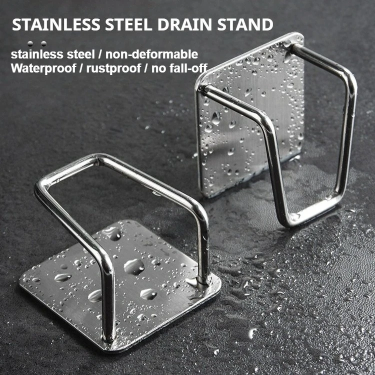 2 Stück Edelstahl-Spülbecken-Schwammhalter, selbstklebend, ohne Bohren, Küchen-Organizer, rostbeständige Halterung für Schwämme, Geschirrtücher Image