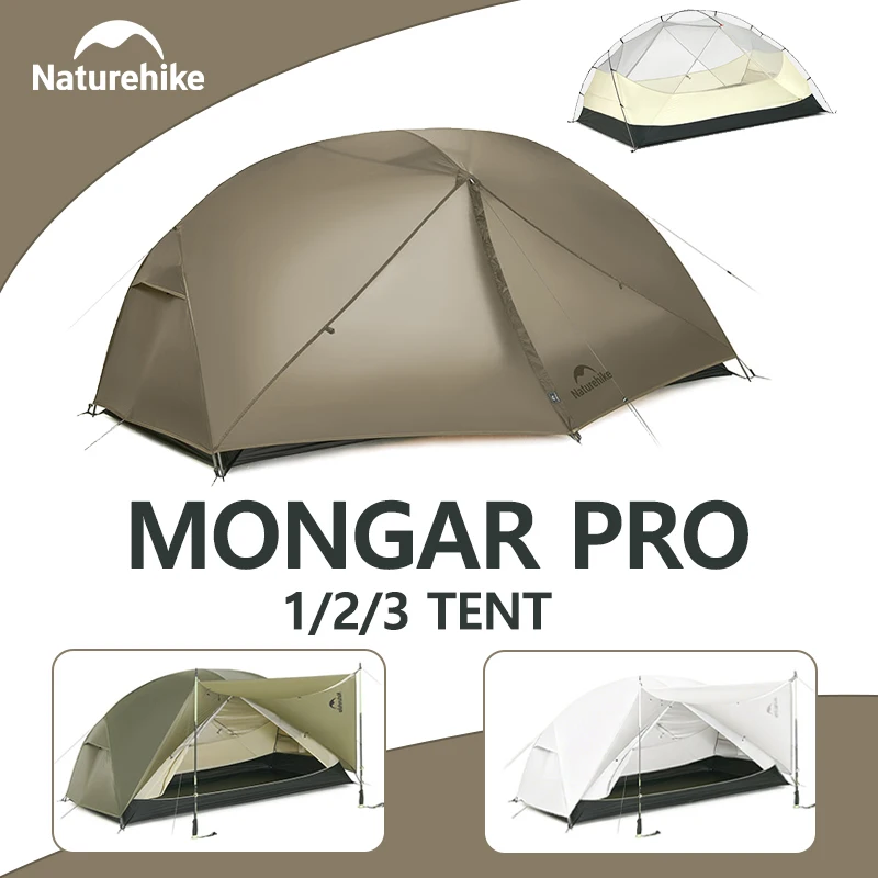 Naturehike Mongar Pro\Base 1-3 Zelt 2025 Neues Camping 20D Nylon Zelt Wasserdichtes Backpacking 3-Jahreszeiten Ultraleichtzelt mit Vordach Image