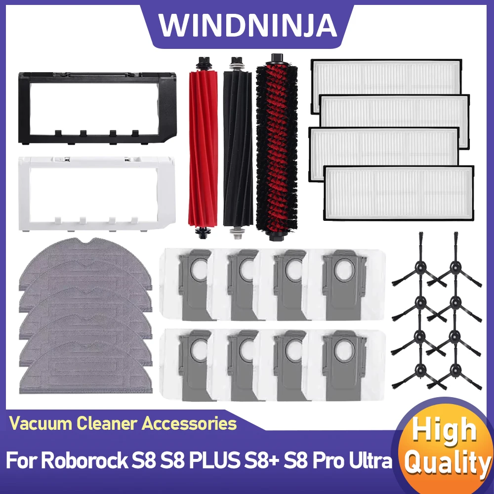 Für Roborock S8 S8 Pro Ultra S8+ Staubsauger HEPA-Filter Hauptwalzenbürste Seitenbürste Mopptücher Staubbeutel Kit Ersatzteile Image