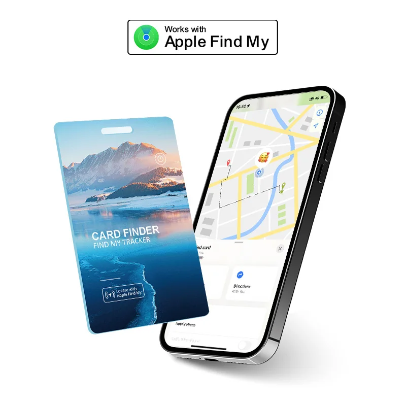 Bluetooth-Wallet-Tracker-Karte, 1,7 mm dünnes kabelloses Laden, kompatibel mit Apple Find My, nur iOS, IP68 wasserdicht Image