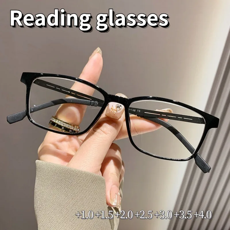 Blau Licht Blockieren Lesebrille Männer Frauen Ultraleicht TR90 Titan Legierung Optische Rahmen Brillen Platz Brillen Image