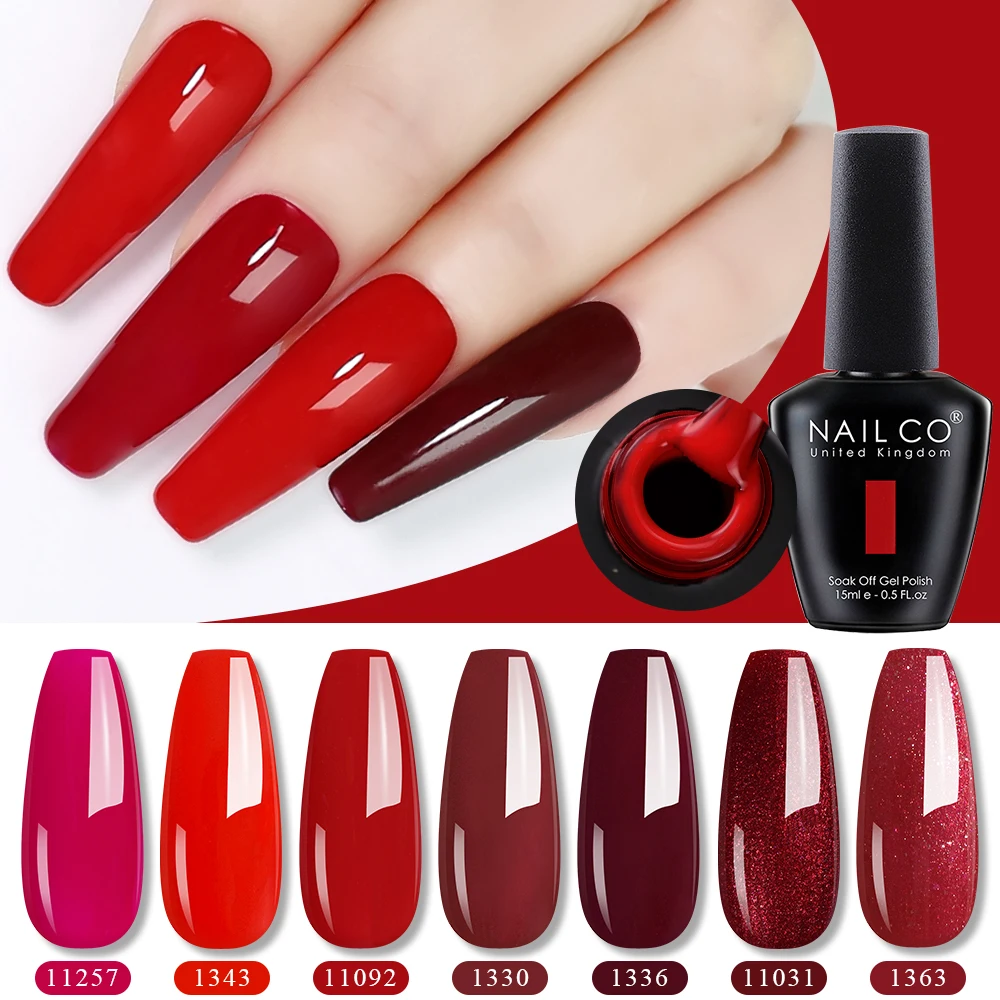 NAILCO Rote Farben Serie 15ML Nagelgelpoliermittel Nagelzubehör Semi Permanent Für Nail Art Maniküre Soak Off LED UV Hybrid Lack
