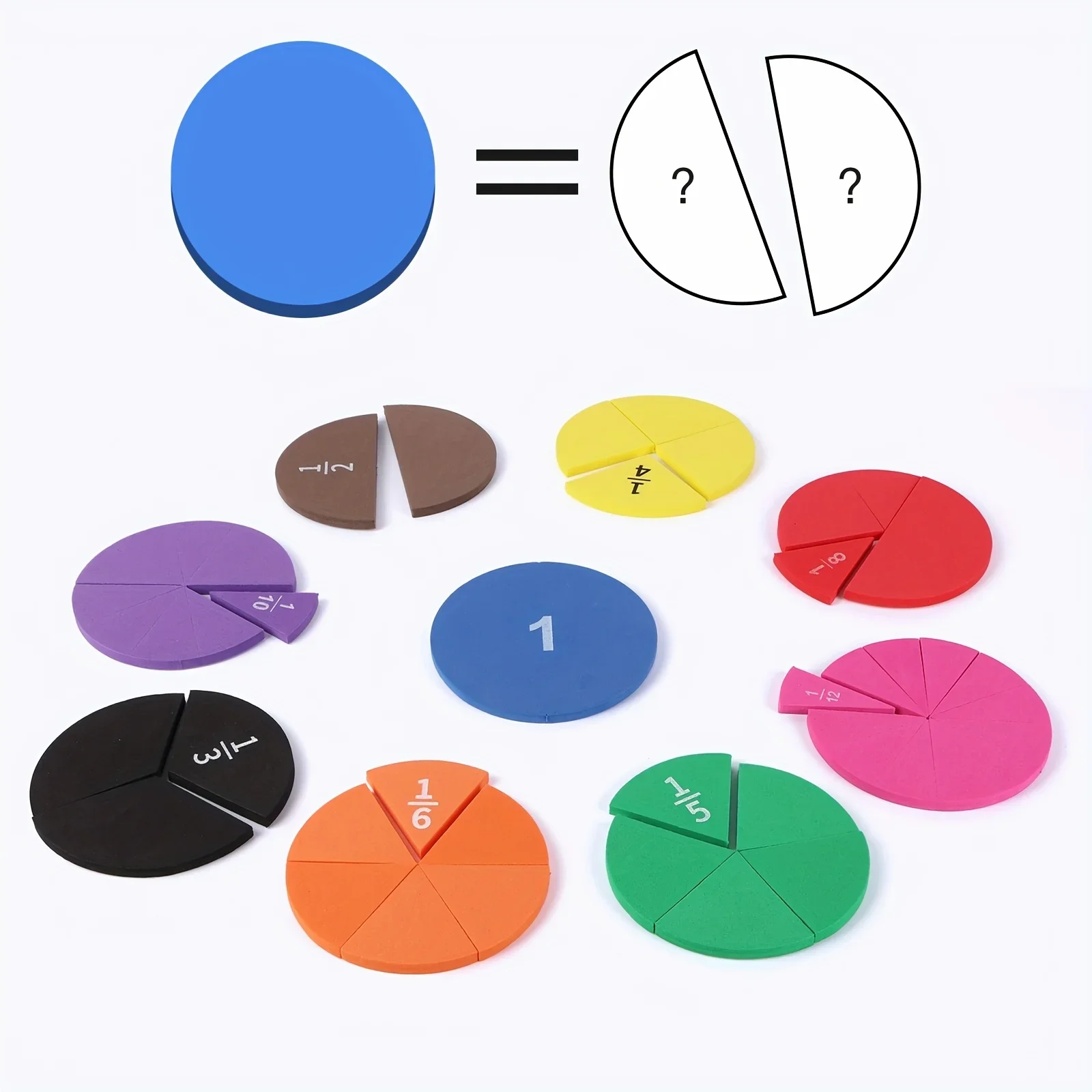 9-teiliges Bruch-Mathe-Manipulatives-Set, Mathe-Materialien aus EVA für Bruchteckstoffen und Subtraktionen, praktisches Lernen für Studenten Image