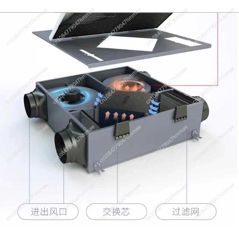Zwei-Wege-Frischluftventilator, zentrales Frischluftsystem für den Haushalt, Innenzirkulation, frischer Ventilator, integriert, kommerziell Image