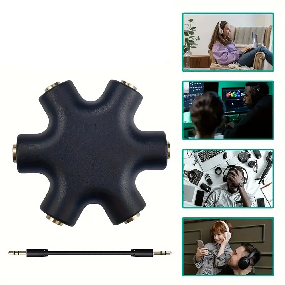 3,5 mm Multi-Kopfhörer-Audio-Splitter, 1 Stecker auf Buchse, 5-Wege-Anschluss, Aux, Musik-Sound-Ausgangskabel, Stereo-Headset-Verlängerung Image