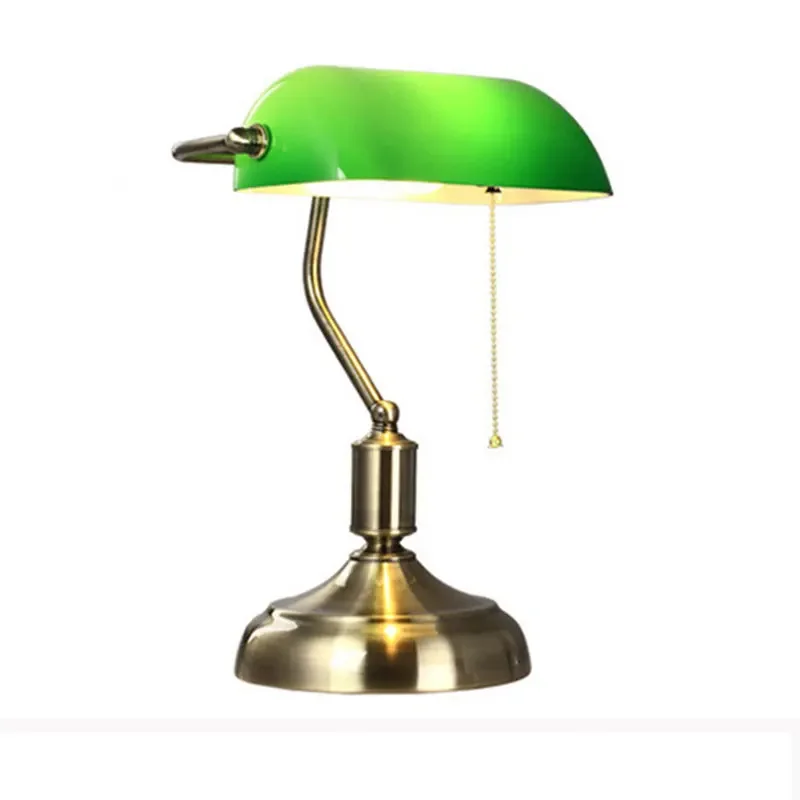 Retro Bank Tischlampe Europäische Glas Büro Schreibtischlampe Wohnzimmer Schlafzimmer Nachttischlampe Amerikanische Antike Dekor Schreibtischlampe
