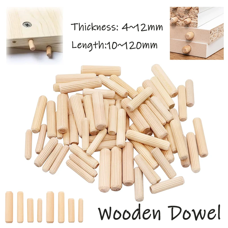 50 Stücke Runde Holzdübel Schrank Schublade Runde Geriffelte Holz Handwerk Passstifte Stangen Set Möbel Fitting holz pass pin DIY Image