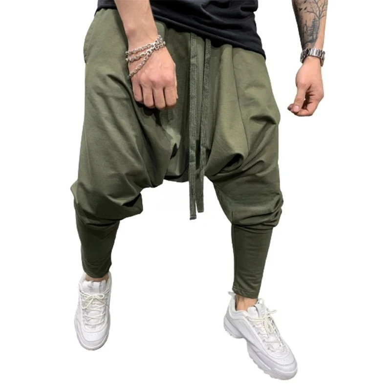 Männer Hip Hop Hosen Casual Jogging Harem Hosen Drop Crotch Lose Baggy Schwarz Grün Weiß Streetwear Männer
