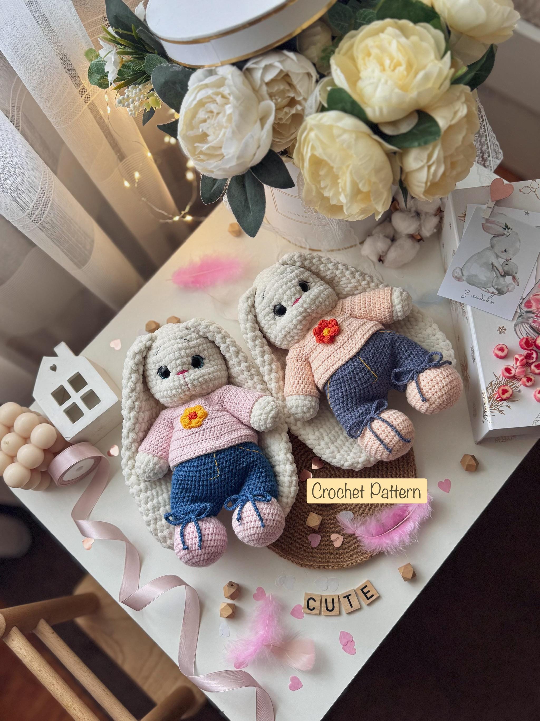 Schema PDF per coniglietto all'uncinetto, schema per coniglio giocattolo amigurumi, schema facile per coniglietto, schema all'uncinetto per conigliett