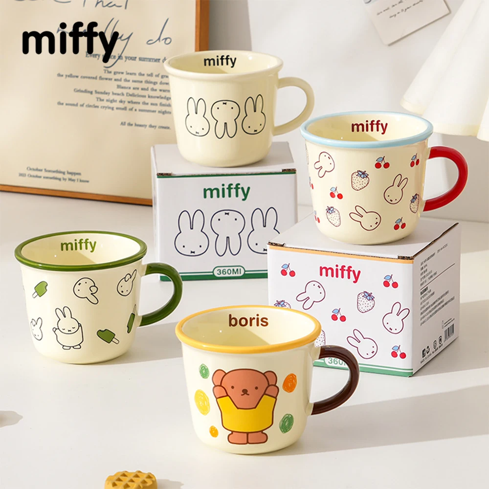 Kawaii Miffy Ceramic Couple Mug, Milk Coffee Cup, Breakfast Cup, Household Water Cup Gift Toy for Girl Boy