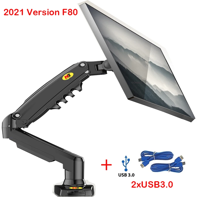 NORTH BAYOU F80 Molla a gas 17-30 pollici Desktop LED Monitor LCD Supporto Braccio Supporto ergonomico Ammortizzatore a gas Supporto flessibile Carico 2 ~ 9 kg
