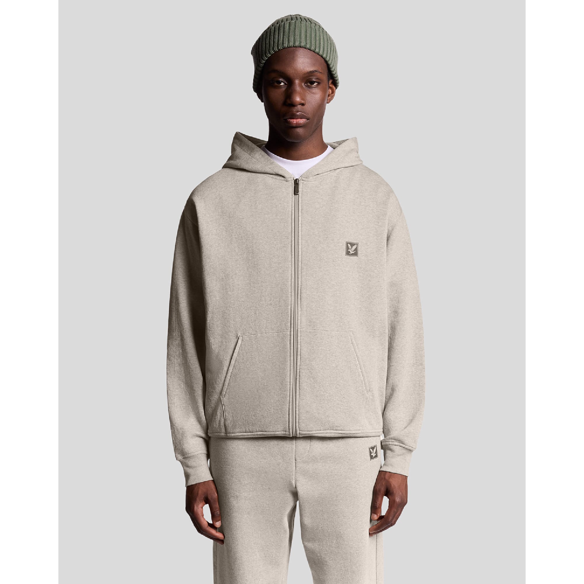 Lyle & Scott Mens and Loungewear Zip Through Hoodie in Cream Polycotton - Size 2XL | Lyle & Scott Sale | Discount Designer Brands