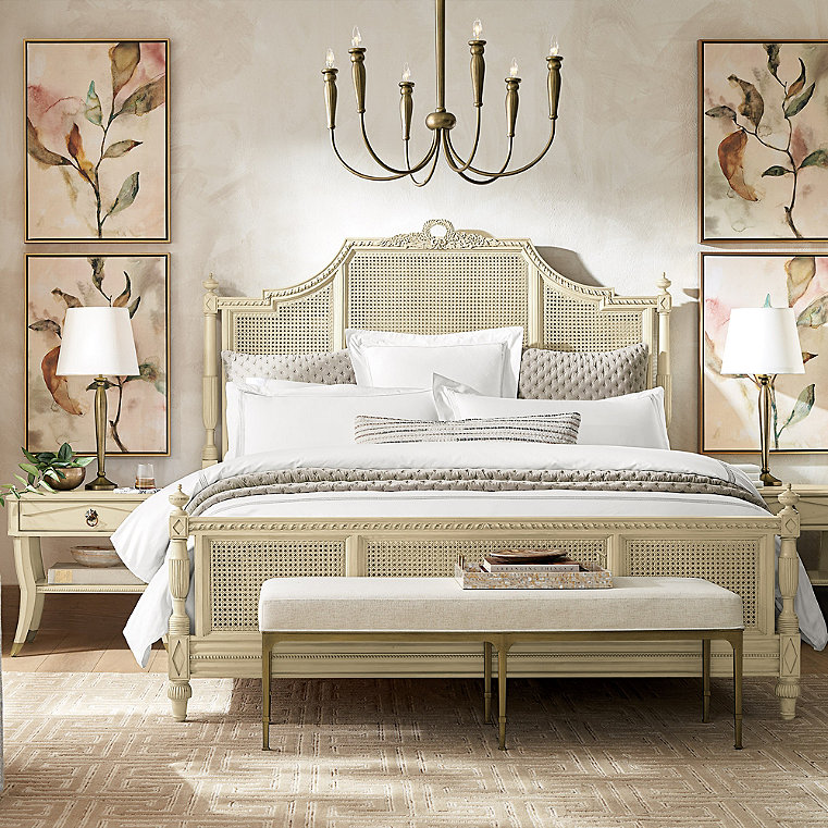 Beauvier Bedroom Set in French Linen - Queen, Bed, Two Nightstands - Frontgate