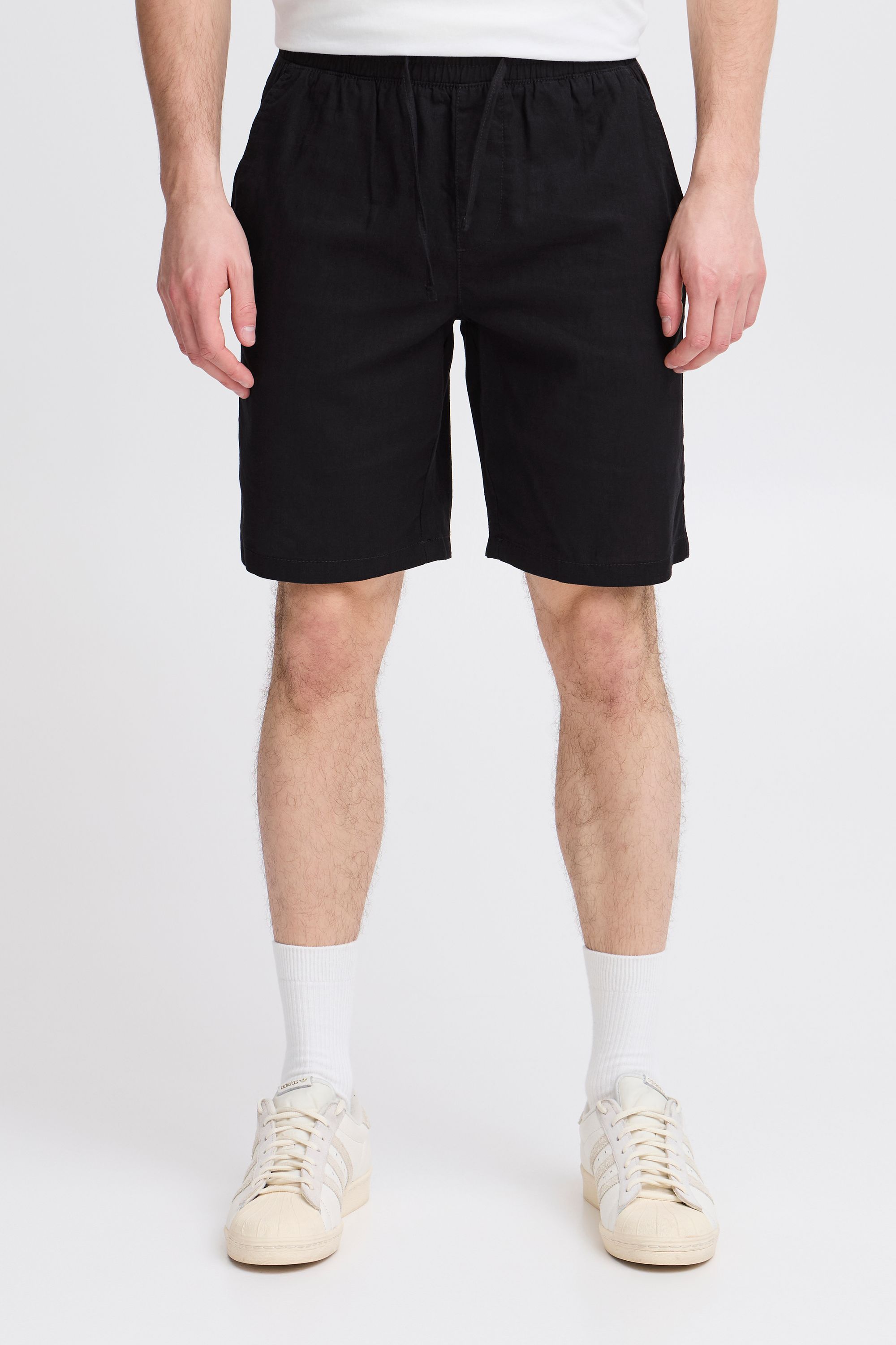 Leinenhose BLEND "BHVolk", Herren, Gr. S, US-Größen, schwarz, 55% Leinen, 45% Baumwolle, unifarben, normal kurz, Hosen, Casual Shorts aus Leinenmix