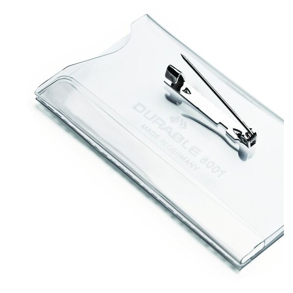 Durable Namensschilder mit Nadel 75,0/40,0 mm 100 Stück transparent, 7.5x4 cm Image
