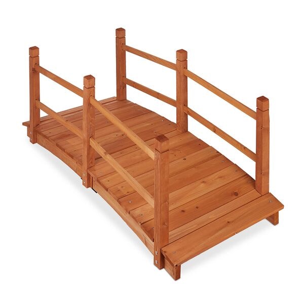relaxdays Holz Teichbrücke mit Geländer Image