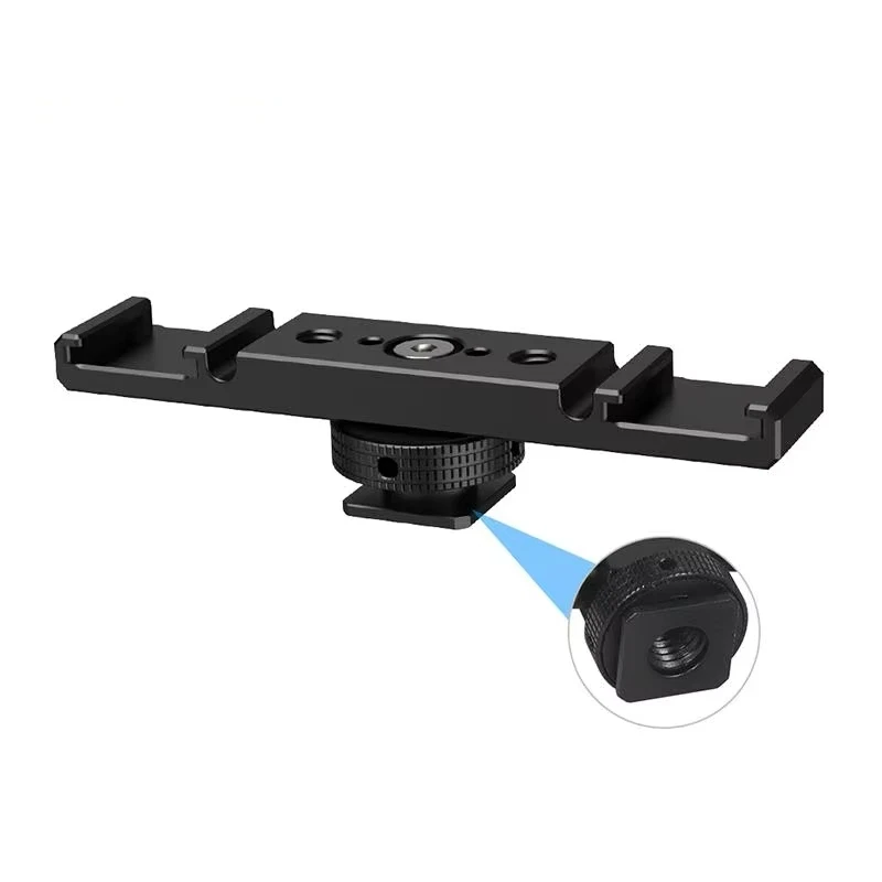 Dual Cold Shoe Mount Licht Verlängerung Bar Halterung für Gopro Insta360 DSLR Kamera Mikrofon Video Licht Stehen Vlog Stativ Halter Image